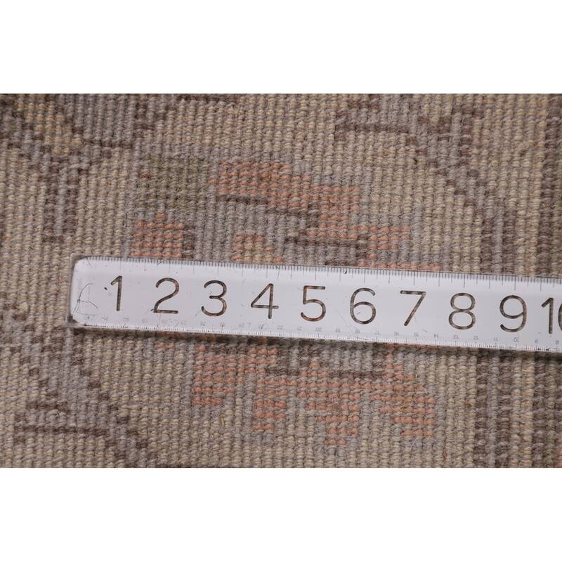 All-Over Gray & Ivory Oushak Indian Area Rug Hand-Knotted Wool Carpet - 9'4" x 11'11"