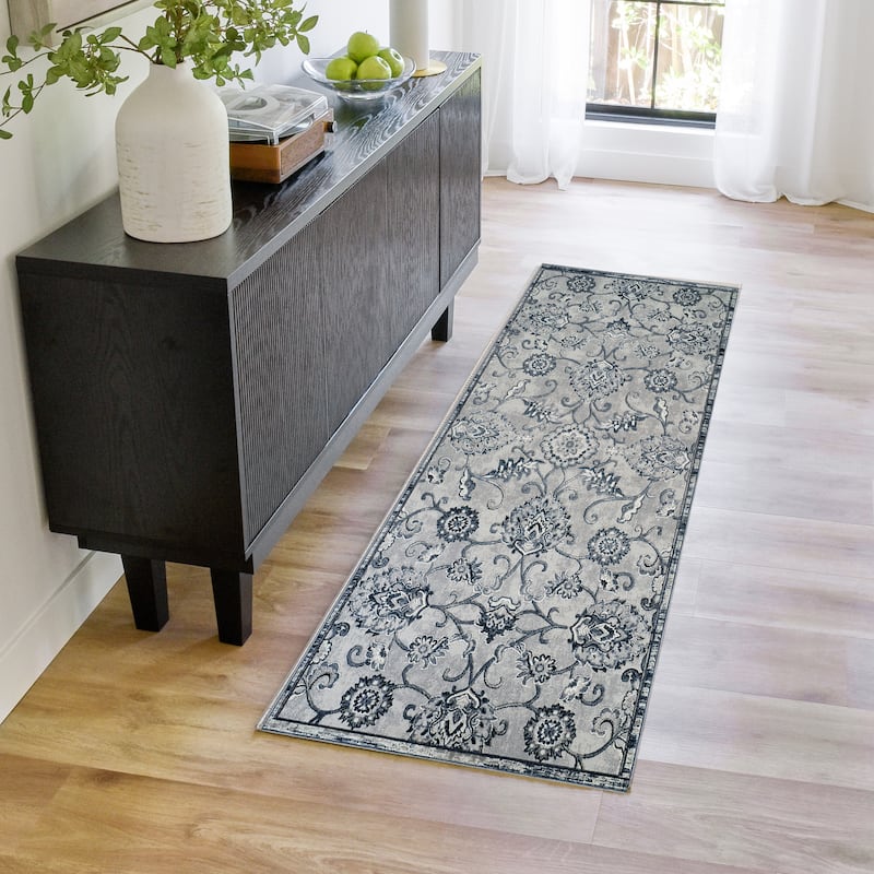Gertmenian Flora Transitional Casual Modern Soft High-Low Polypropylene Polyester Indoor Area Rug Collection - 2' 2" x 6' - Jolene Blue - Runner