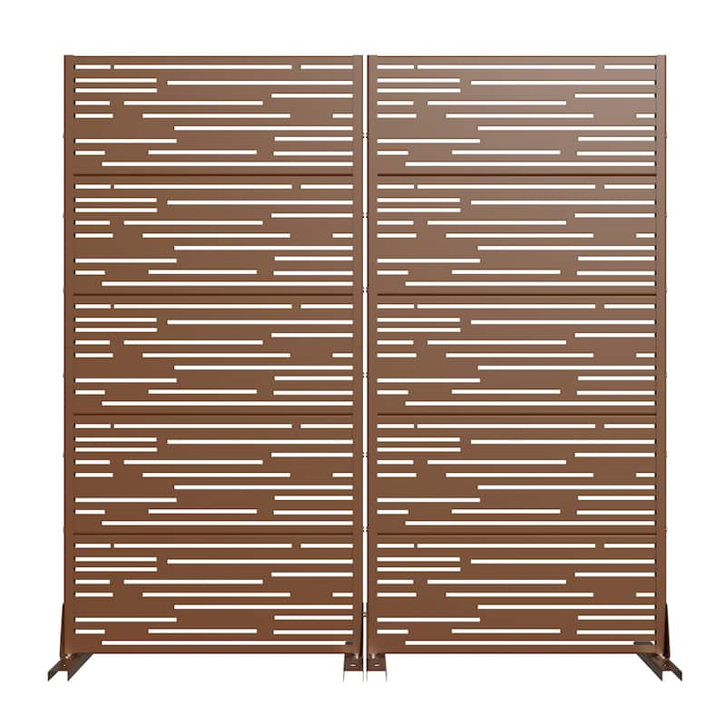 Outdoor Privacy Screen with Stand for Patio Garden Metal Fence Set of 2