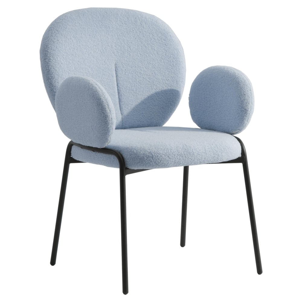 Celestial Boucle Upholstered Iron Dining Chairs by LeisureMod