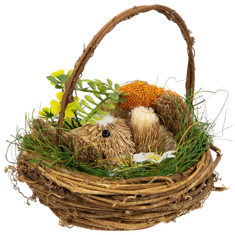 Sisal Easter Bunny in Woven Basket Decoration - 6.5"
