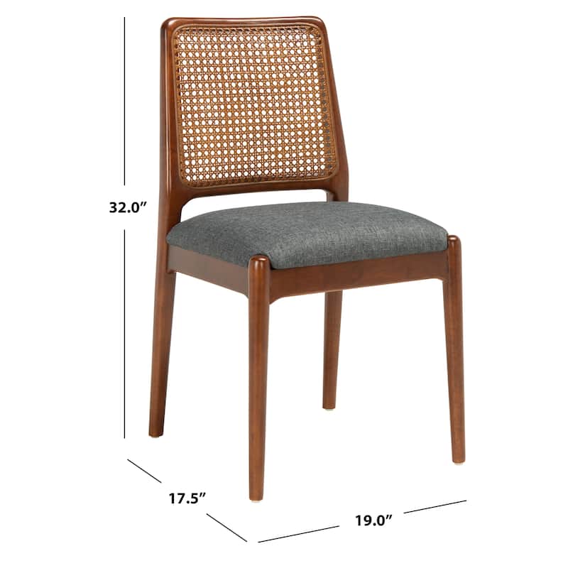 SAFAVIEH Reinhardt Rattan Cushion Dining Chair (Set of 2) - 19" W x 17.5" L x 32" H