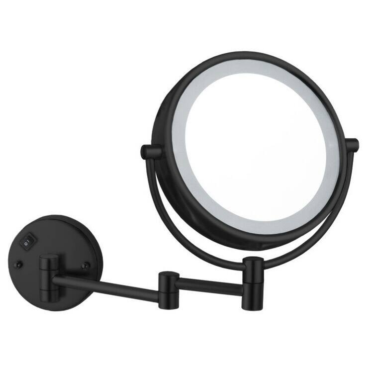 Nameeks Double Face Round LED 7X Magnifying Mirror Hardwired - Matte Black