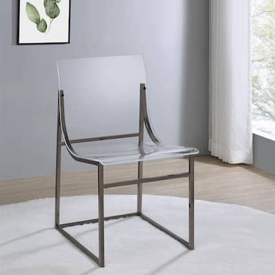Fancher Clear and Black Nickel Acrylic Side Chair (Set of 2)
