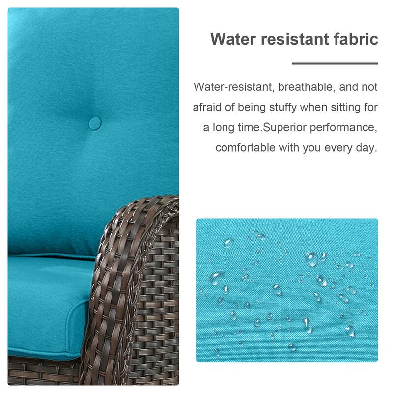 ArcoBay Wicker PE Rattan Outdoor Patio Swivel Glider Chairs with 4'' Olefin Cushions (2-Pack)