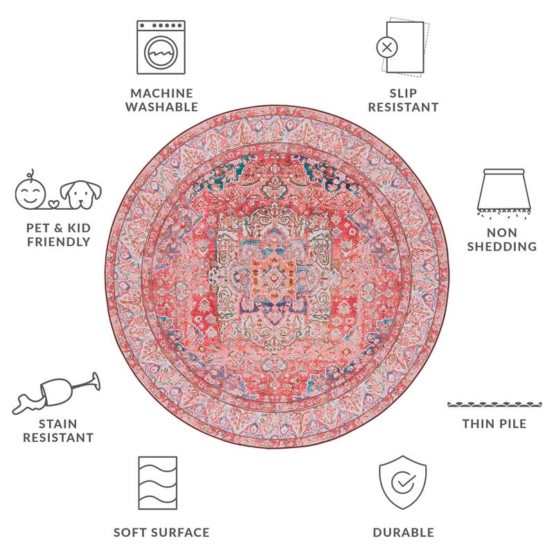 SAFAVIEH Tucson Machine Washable Slip Resistant Fedra Oriental Medallion
