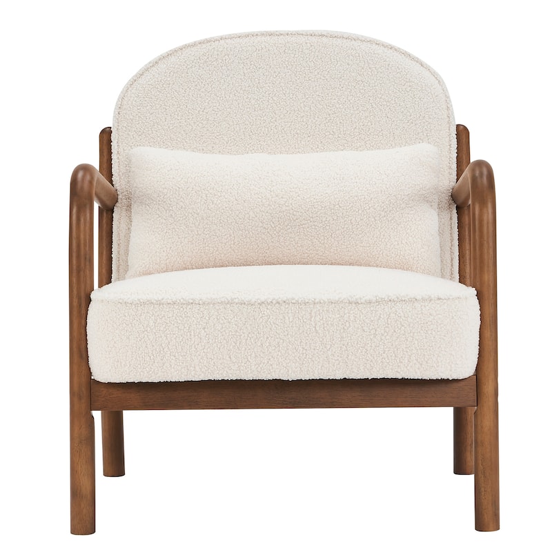 Mid-Century Modern Faux Leather & Solid Wood Accent Chair