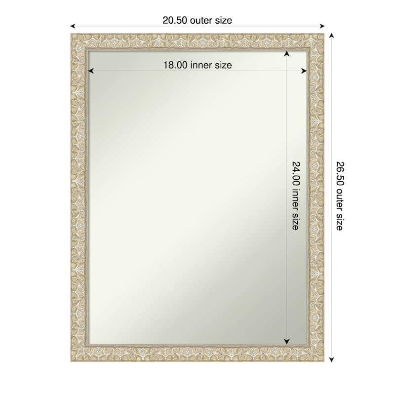 Lila Non-Beveled Wood Framed Bathroom Vanity Wall Mirror - 21 x 27 in - Lila Silver