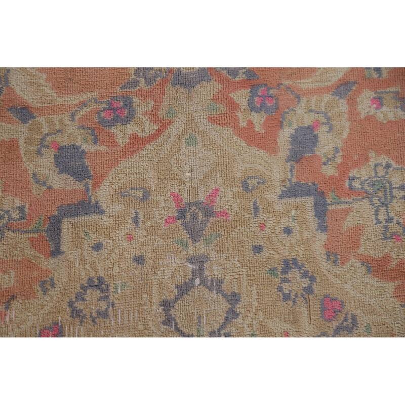 Hand Knotted Oriental 100% Wool Carpet Traditional Floral Coral Mashad Area Rug - 12' 7'' X 9' 3''