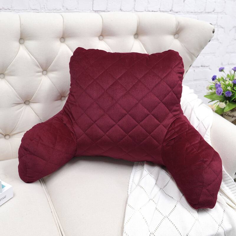 Velvet Do-It-Yourself Bedrest Reading Pillow Cover and Filling - 20" x 18" x 17" - Deep Claret 2