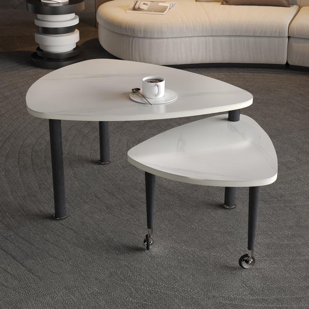 Rotating Coffee Table with Storage, 360° Swivel Modern Cocktail Table, Solid Wood Legs & Easy Assembly