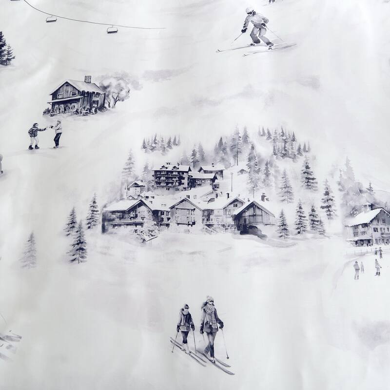 HiEnd Accents Ski Life Printed Lyocell Watercolor Landscape 3 Piece Comforter Set