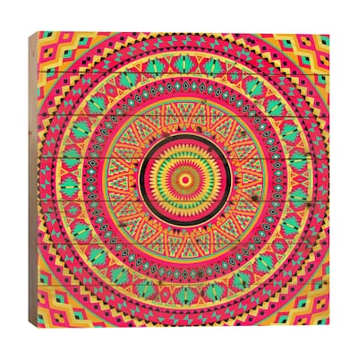 Indian Mandala Print On Wood by Diego Tirigall - Multi-Color