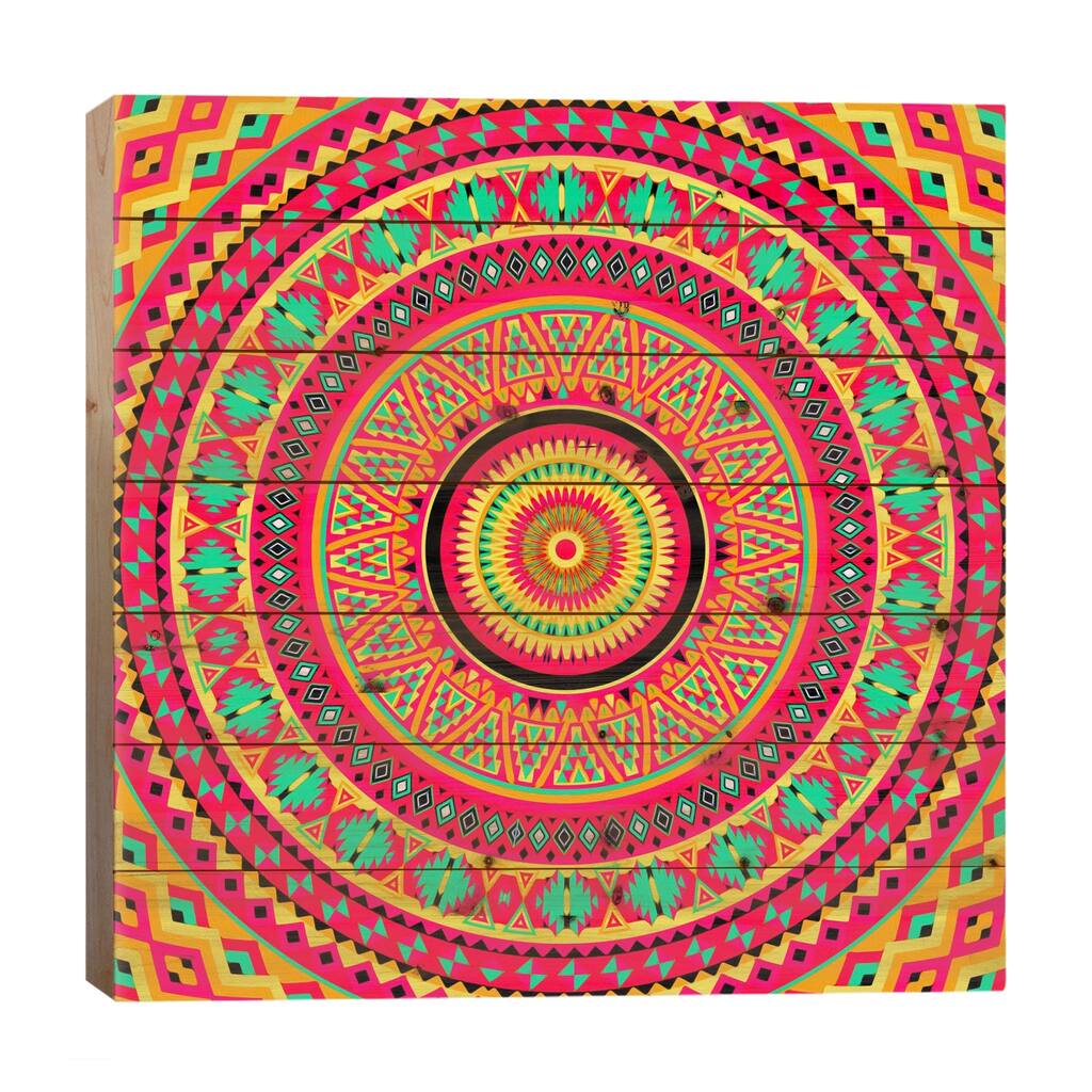 Indian Mandala Print On Wood by Diego Tirigall - Multi-Color