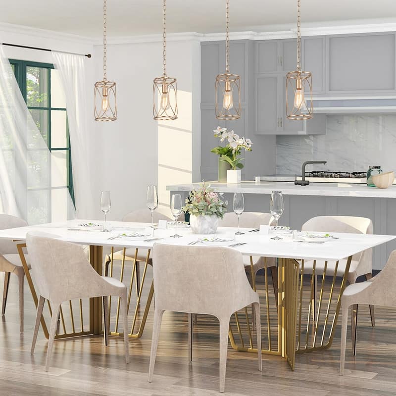 Velus Modern Farmhouse Mini Pendant Cylinder Metal Bronze Cage Kitchen Island Lights for Dining Room - D6.5'' x H72.5''