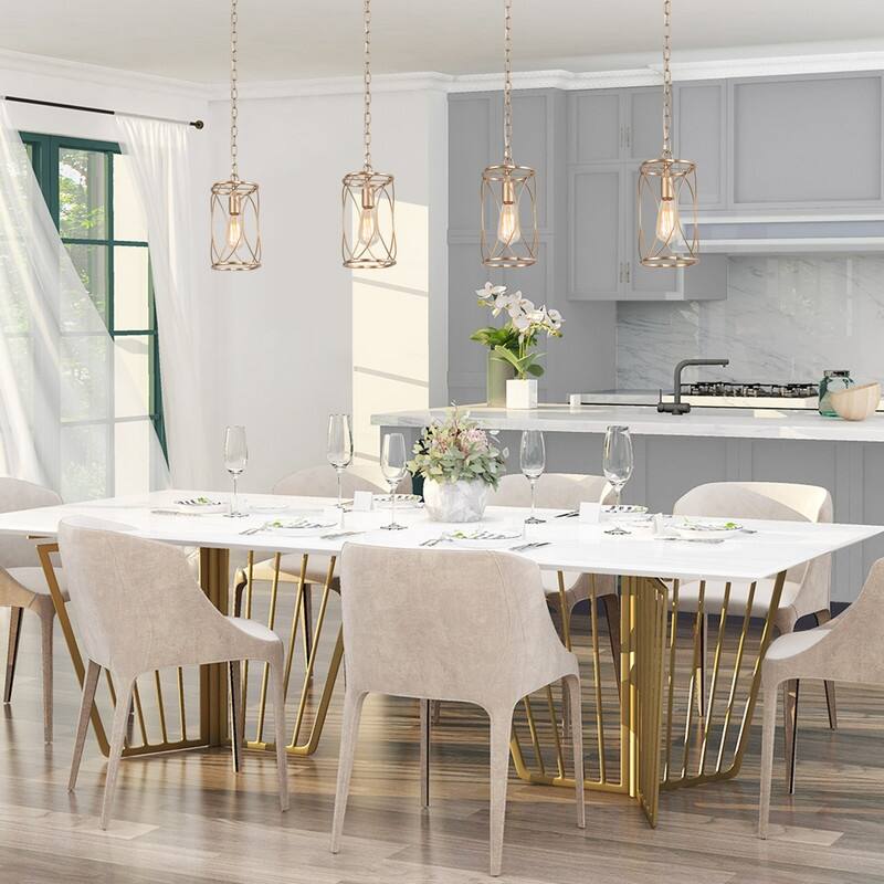 Velus Modern Farmhouse Mini Pendant Cylinder Metal Bronze Cage Kitchen Island Lights for Dining Room