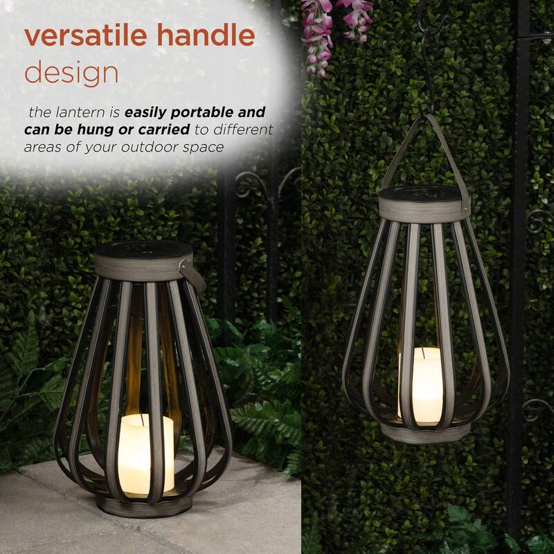 Solar Grey Decorative Plastic Lantern with LED