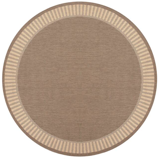 Pergola Flame Indoor/ Outdoor Area Rug - 7'6" Round - Light Brown/Beige