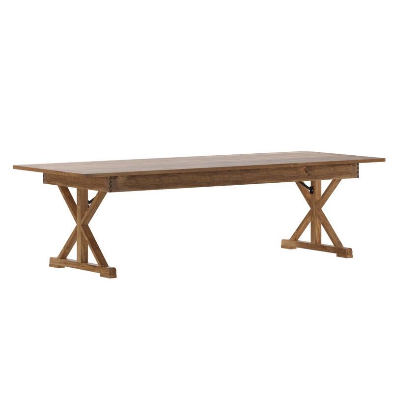 9' x 40" Rectangular Antique Rustic Solid Pine Folding Dining Table