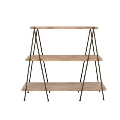 Wood 3 Shelves Shelving Unit - Brown - Roche River Decor - 18"W x 59"L x 51"H
