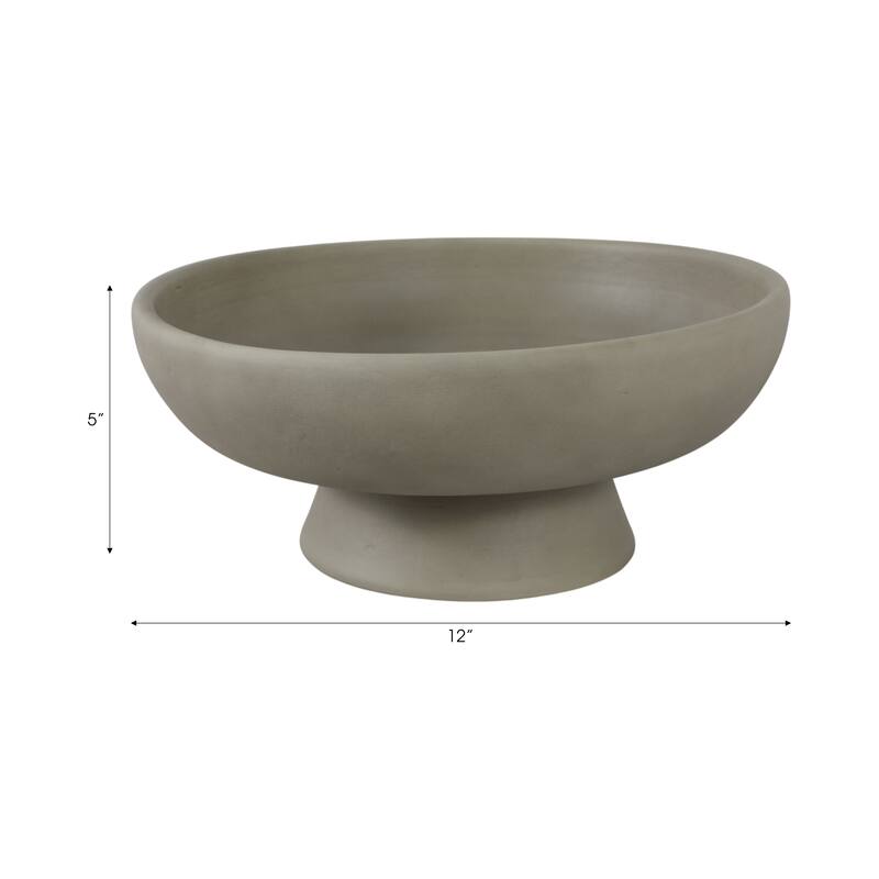 Pottery Terracotta Bowl with Pedestal Base Contemporary Casual Style