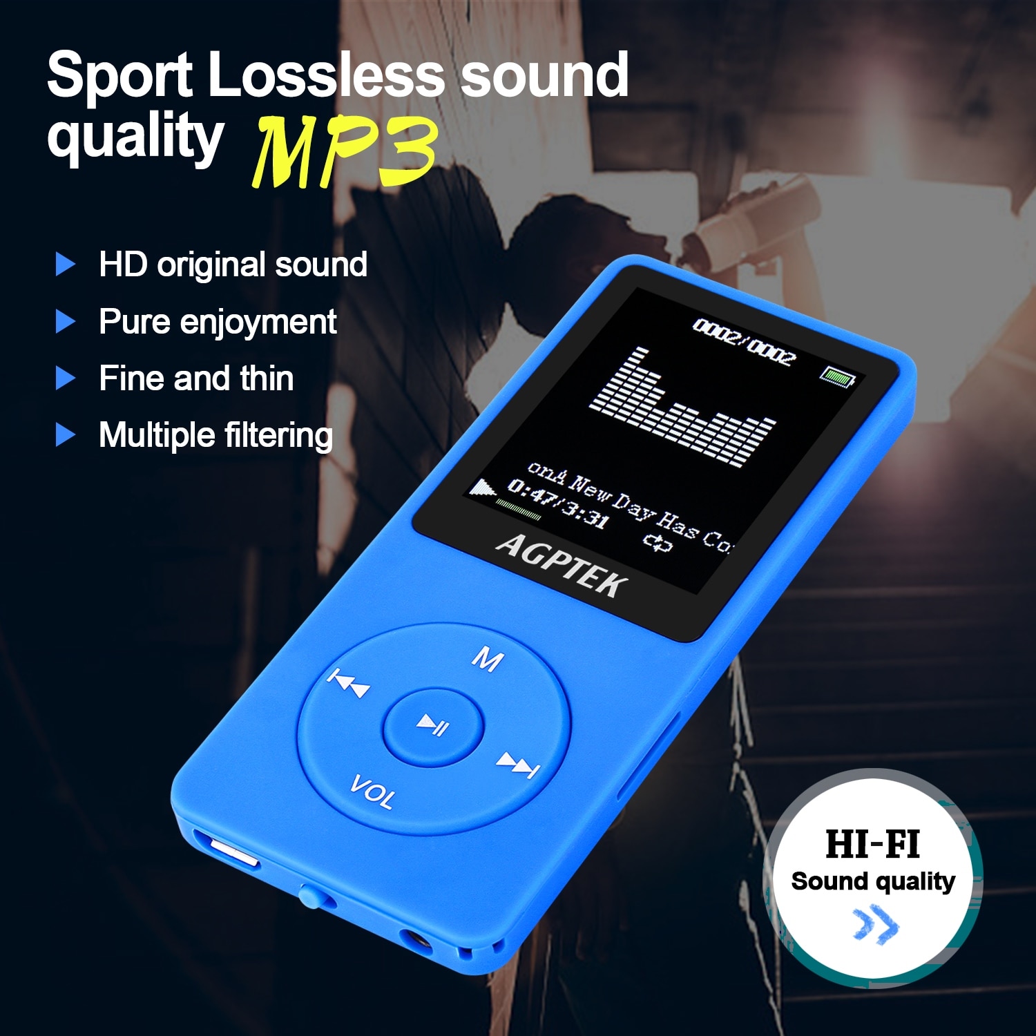 Lossless MP3 Player X02 Golden , AGPtek 8GB 70 Hours Playback MP3 Lossless  Sound Music Player (Supports up to 64GB) - Bed Bath & Beyond - 32752969
