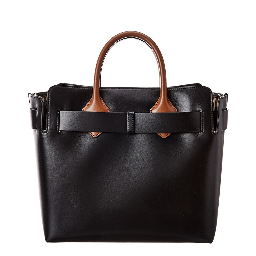 burberry medium belt detail leather tote bag