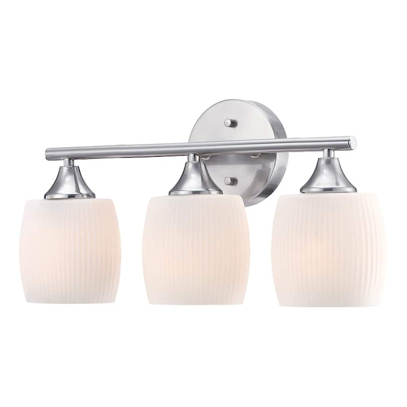 20.4 in. 3-Light Vanity Light with Brush Nickle finish and frosted opal glass - Silver white