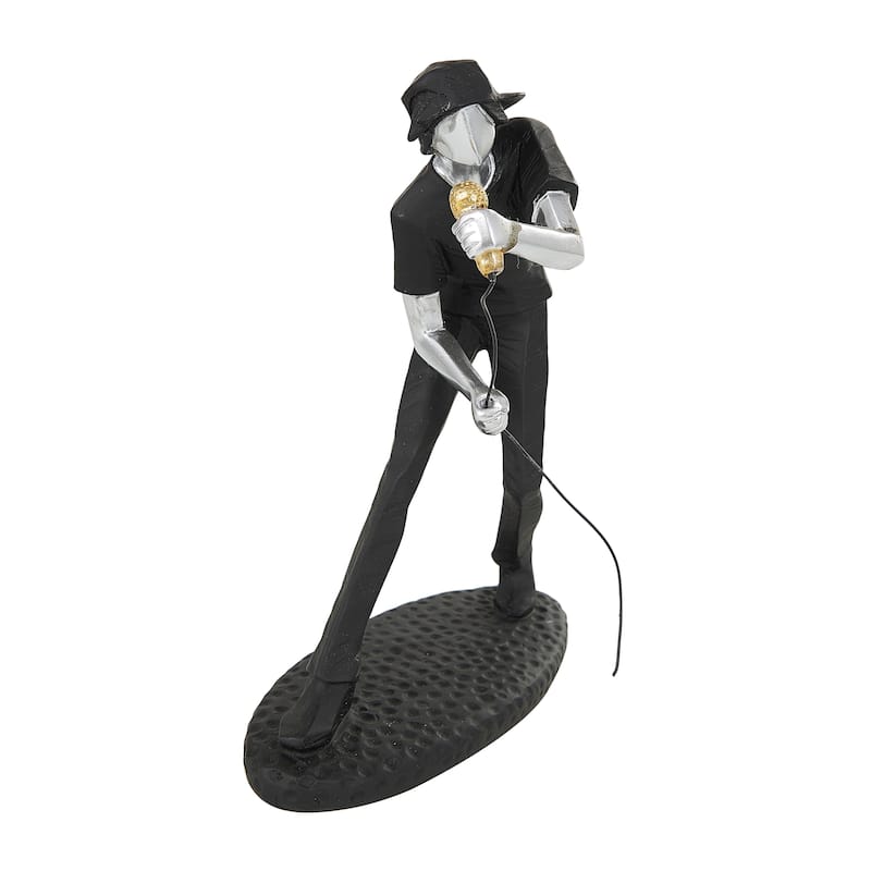 Black Polystone Rock Band Musician Decorative Sculpture with Gold and Silver Accents (Set of 4)