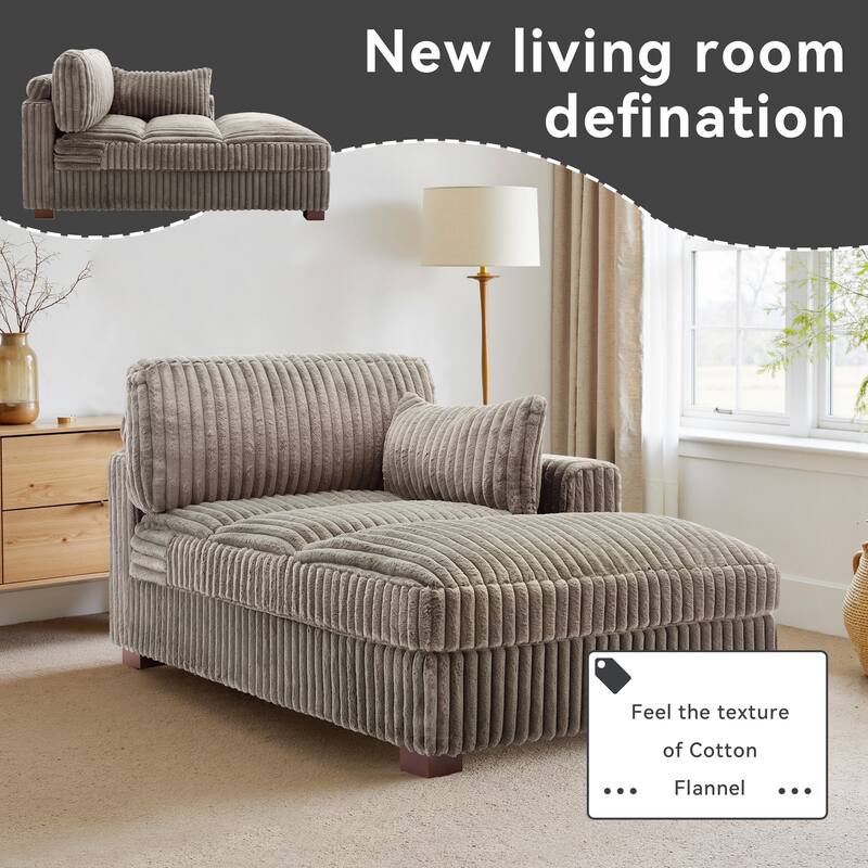 UIXE Upholstered Plush Chaise Lounge Chair For Interior