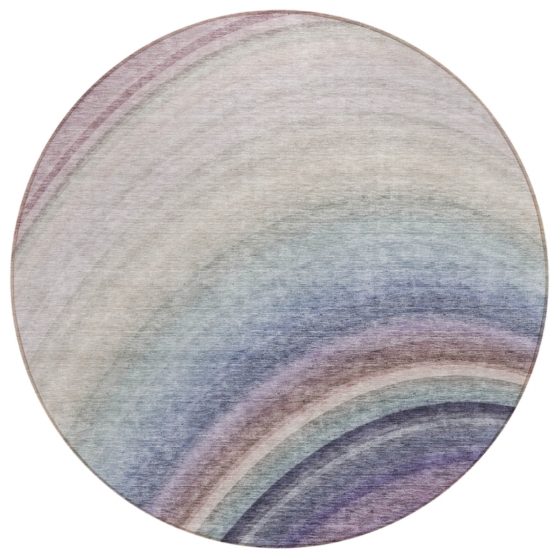 Machine Washable Indoor/ Outdoor Chantille Abstract Wave Rug