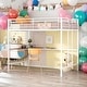 preview thumbnail 1 of 7, Full Metal Loft Bed With Desk and Metal Grid,Sturdy Construction White