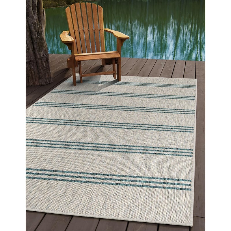Outdoor Zrand Collection Area Rug - Light Gray - 6'x9'