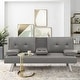 preview thumbnail 7 of 73, Modern Convertible Sleeper Sofa, Faux Leather Foldable Recliner Couch with 2 Cup Holders, Upholstered Futon Sofa Bed Grey