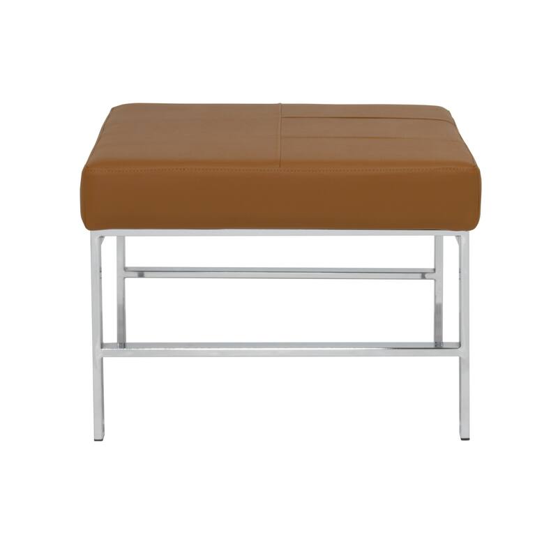 Atlas Mid Century Modern Metal and Leather Ottoman