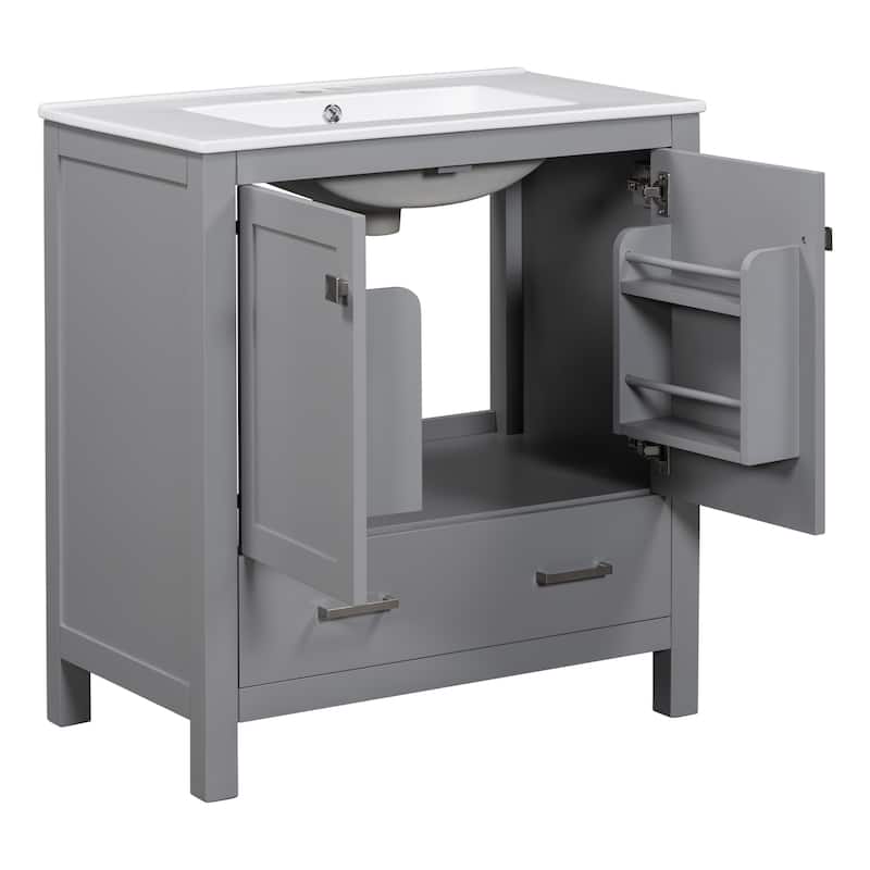 Roomfitters 30" Bathroom Vanity with Undermount Sink, Solid Wood Frame, 2 Soft-Close Doors and Drawer