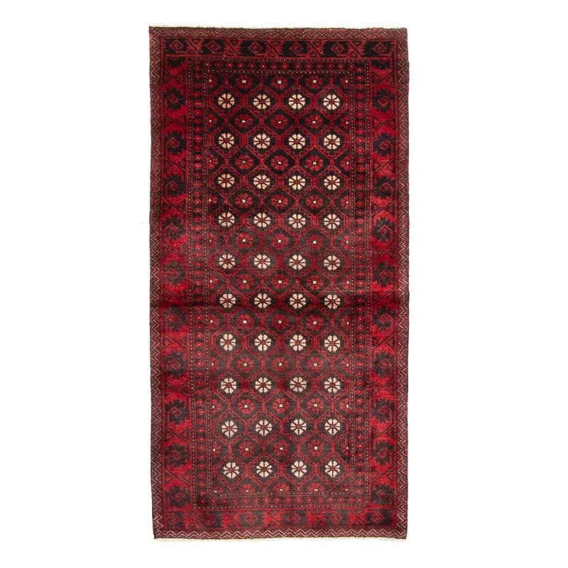 ECARPETGALLERY Hand-knotted Baluch Dark Brown Wool Rug - 2'8 x 5'5