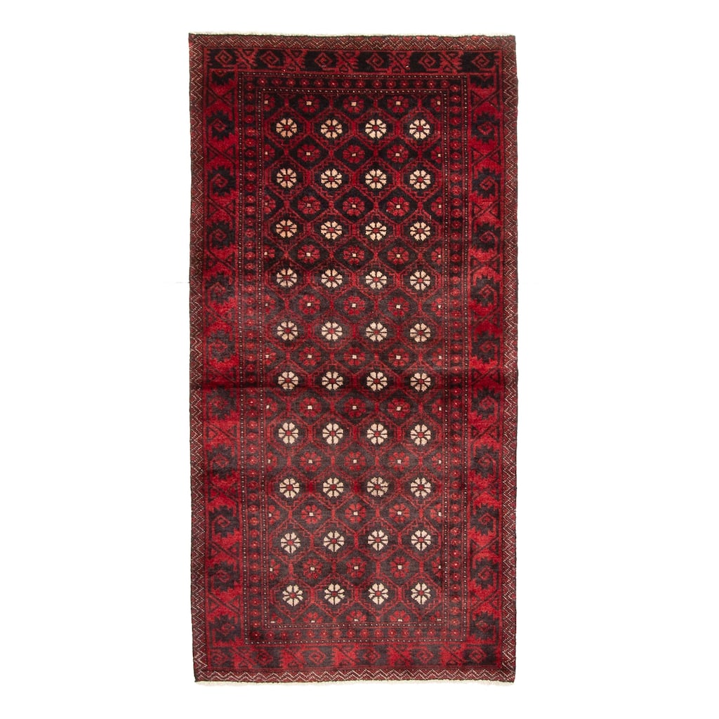 ECARPETGALLERY Hand-knotted Baluch Dark Brown Wool Rug - 2'8 x 5'5