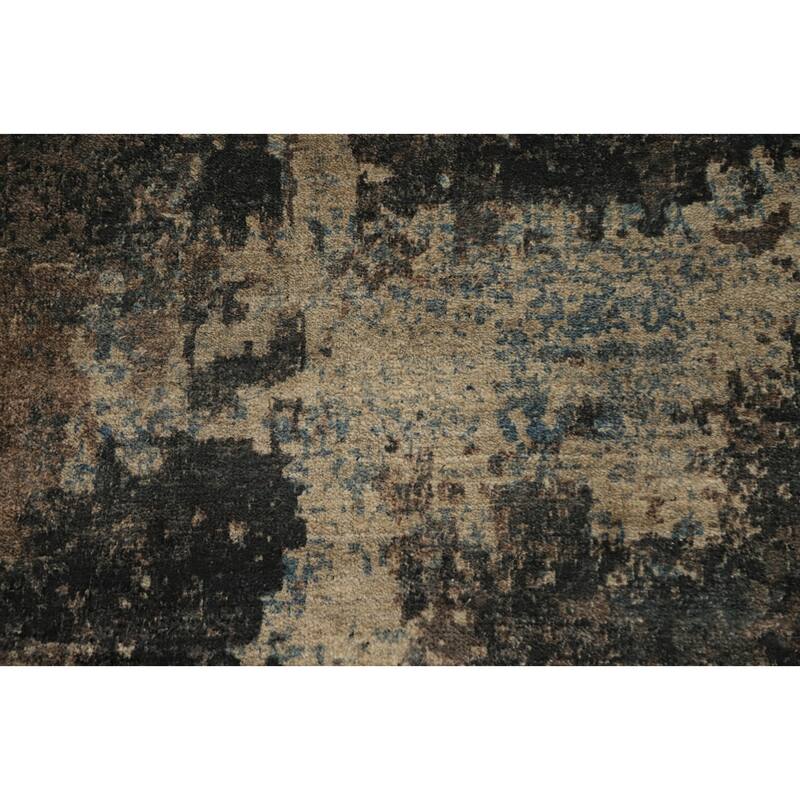Hand Knotted Oriental Viscose Silk Carpet Modern All-Over Multi-Colored Abstract Area Rug - 7' 10'' X 5' 0''