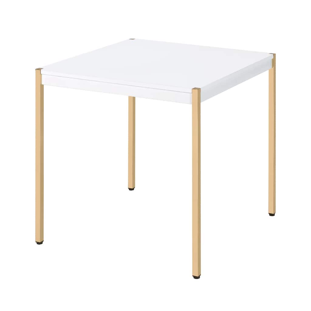 Square Top End Table with Metal Legs