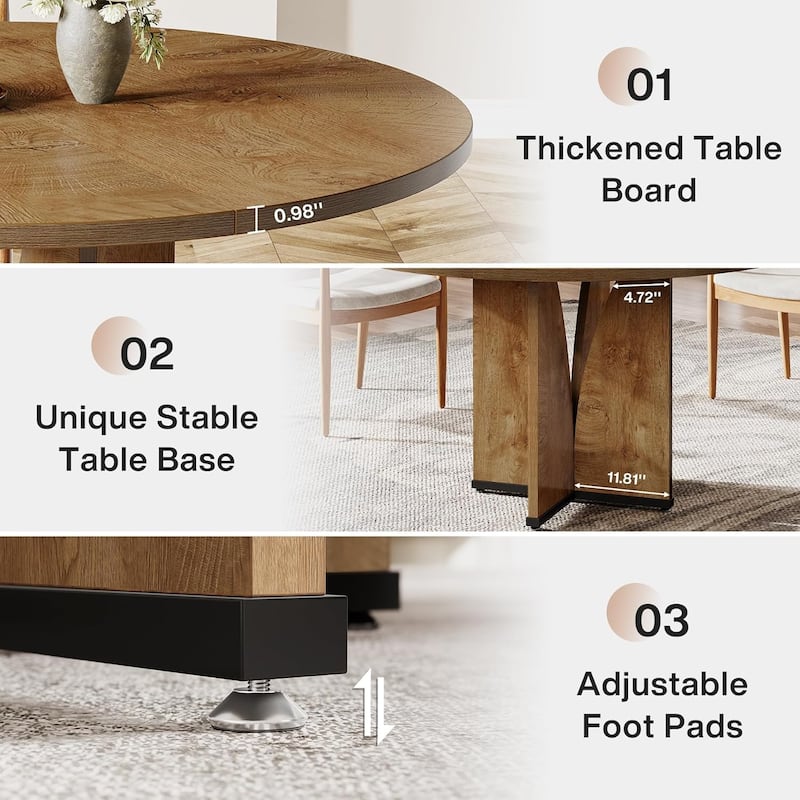 39.4-inch Wood Round Kitchen/Dining Table for 4 People Dining/Living Room