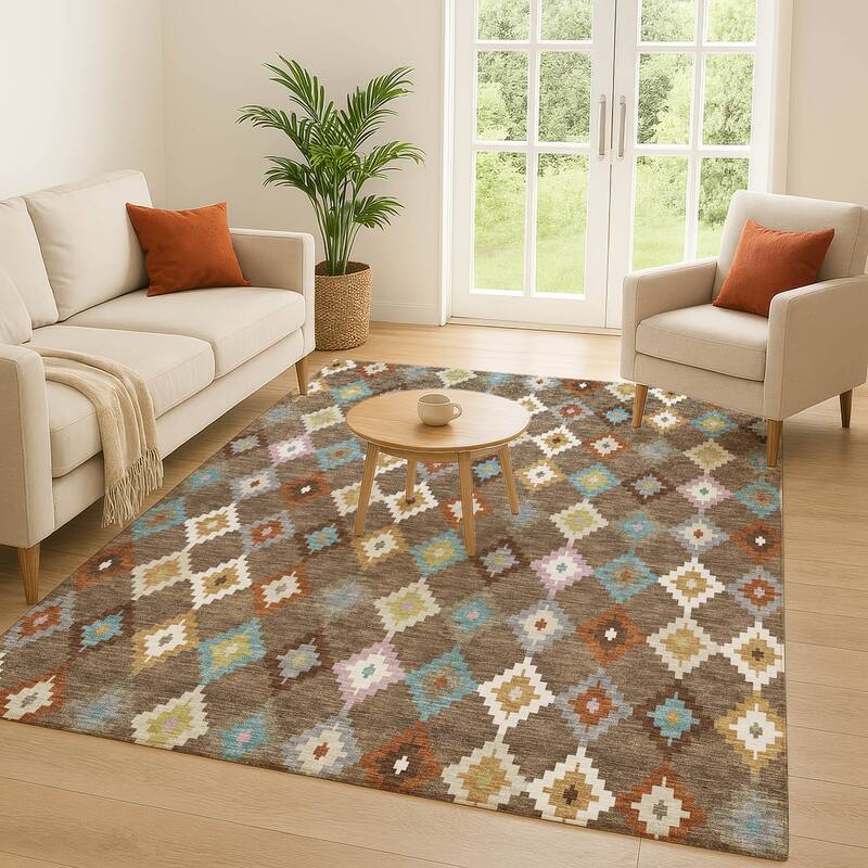 Machine Washable Indoor/ Outdoor Global Ahmet Chantille Rug
