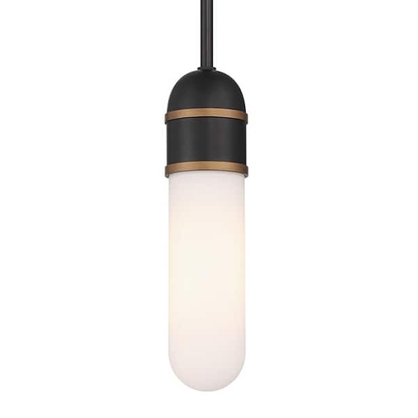 slide 2 of 7, Crystorama Lighting Group CAP-8511 Capsule 3" Wide LED Mini Pendant Matte Black / Textured Gold
