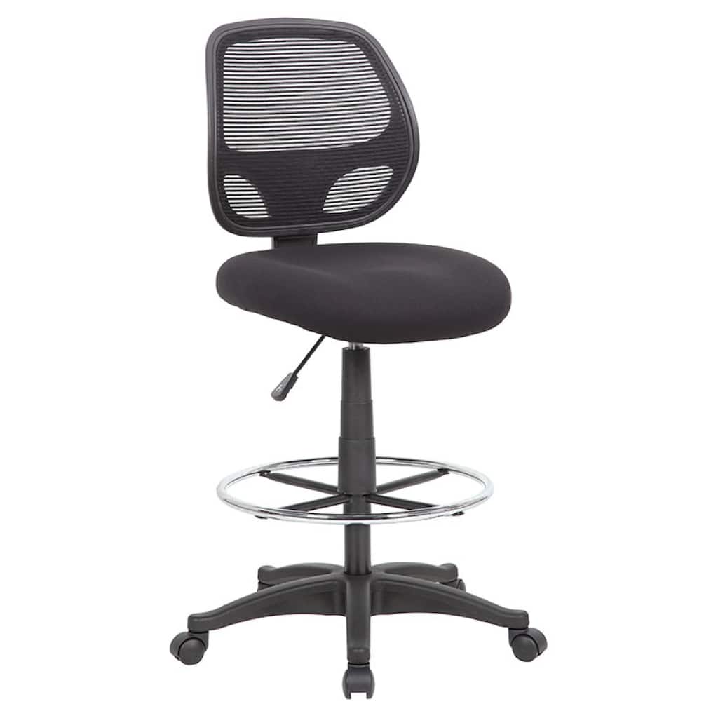 Lem Swivel Office Stool, Chrome Footring, Black Mesh Back, Rolling