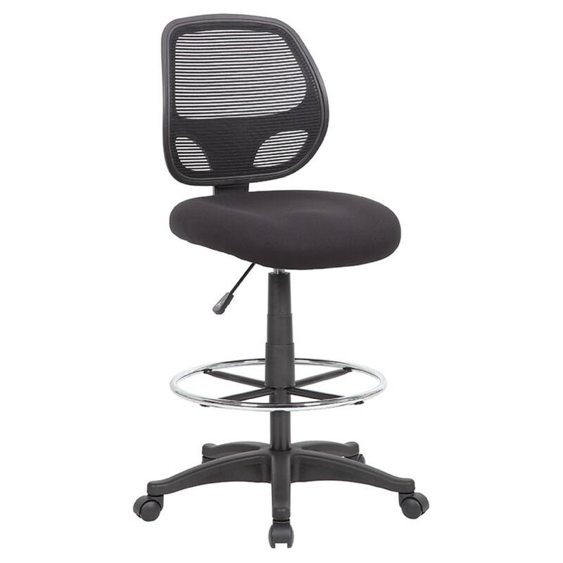 Lem Swivel Office Stool, Chrome Footring, Black Mesh Back, Rolling
