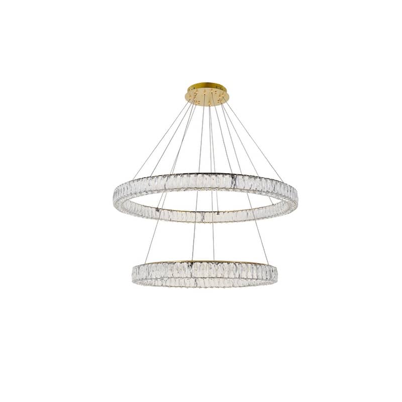Madelyn Integrated LED light Chrome Chandelier Clear Royal Cut Crystal - 42"W X 10.9"H