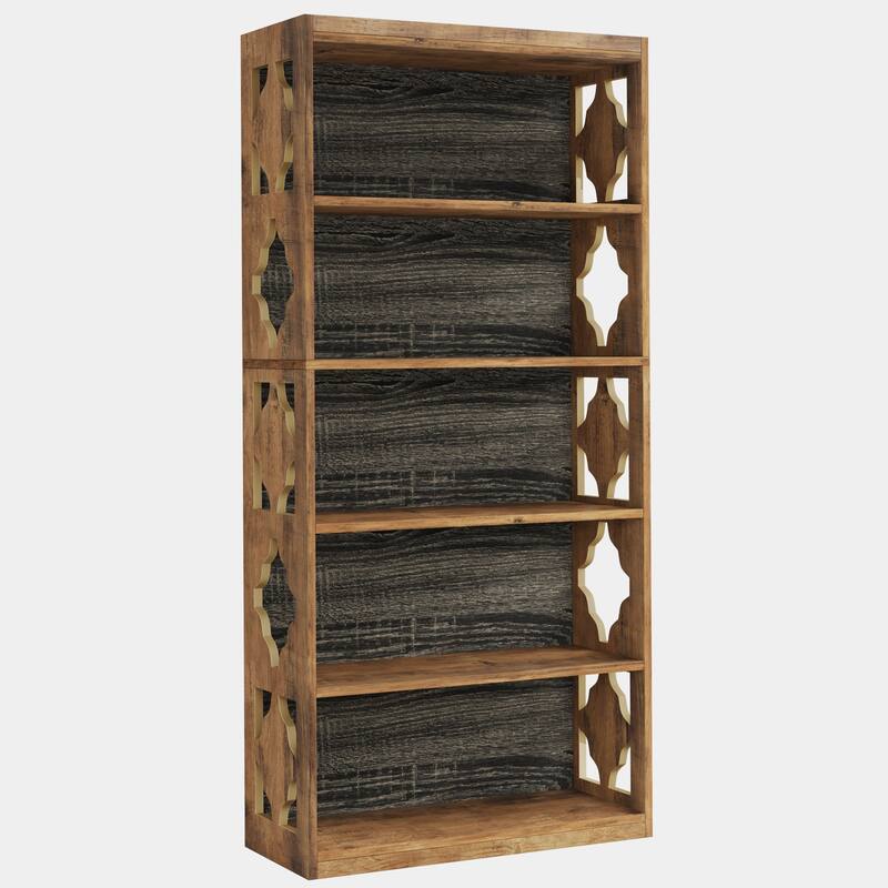 6-Tier Bookcase, 70-Inch Tall Freestanding Bookshelf with Hollow Patterns