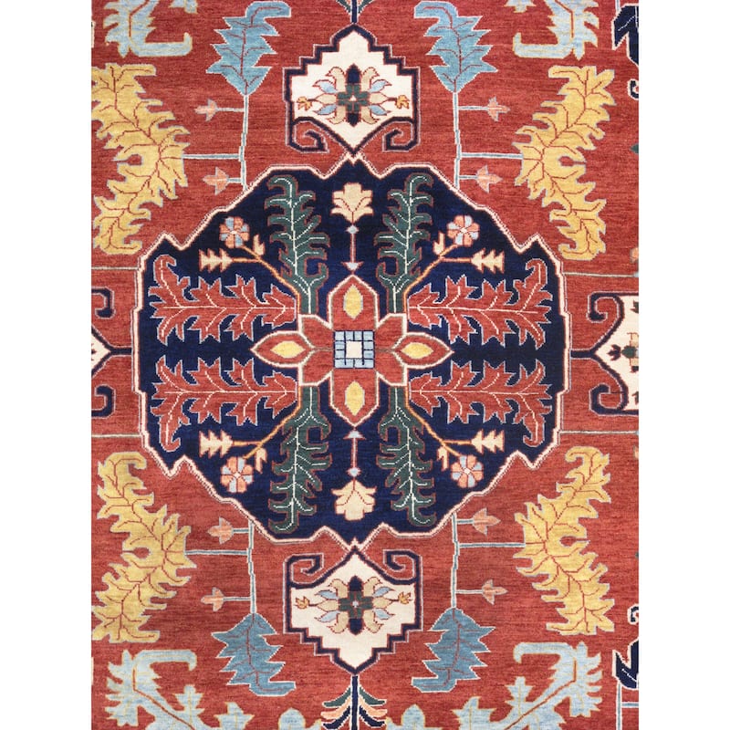 Pasargad Home Serapi Hand-Knotted Rust/Navy Wool Area Rug