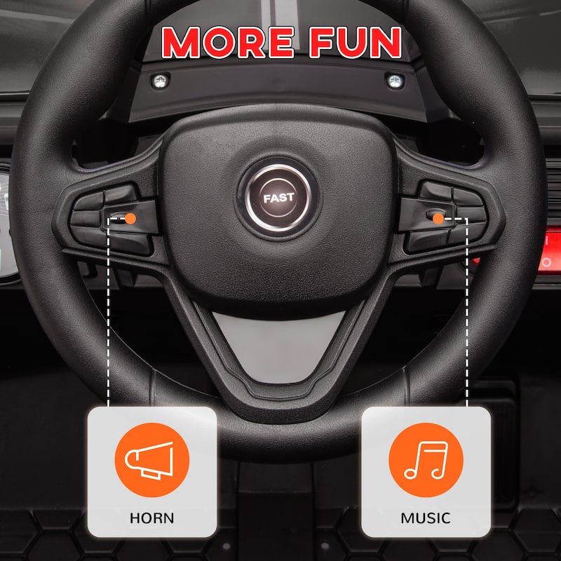 12V Kids Electric Car with Parent Remote, Ride-On Car Off-Road Toy Car Black All-Terrain Car with LED Light