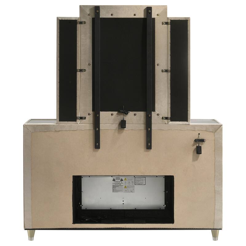 Lorient 8-drawer LED Bedroom Flame Box Dresser Ivory Camel